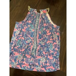 Lilly Pulitzer Gold Chain Collar Women's Sleeveless Top Xl Tank Top